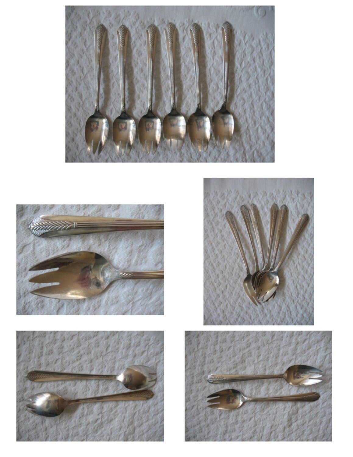 Vintage Silver Ice Cream Forks Set of 6  Dessert Spoons Rare Party Entertain Allure Pattern Tea Birthday Wedding Shower Gift  WhenRosesBloom