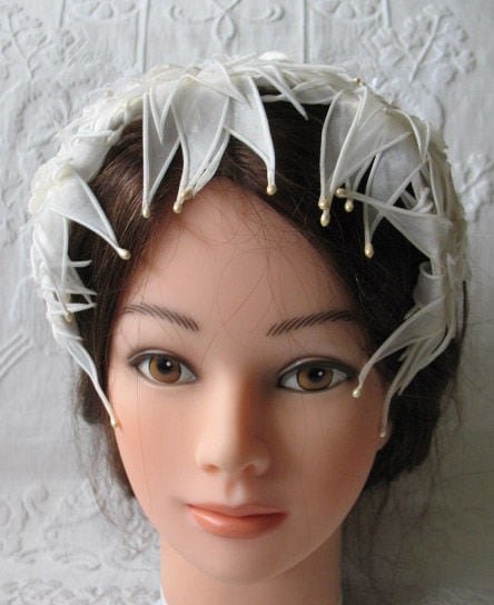 Vintage Hat Bridal Ballerina Fascinator Band Headpiece Wedding Style Audrey Hepburn Mid Century Retro Tea Party WhenRosesBloom