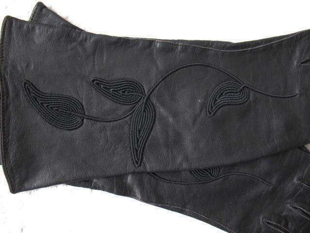 Vintage Gloves Black Leather Elegant Matinee Sophisticated Hollywood  Mid Century Style Cosplay NOS New Old  FREE ship US WhenRosesBloom