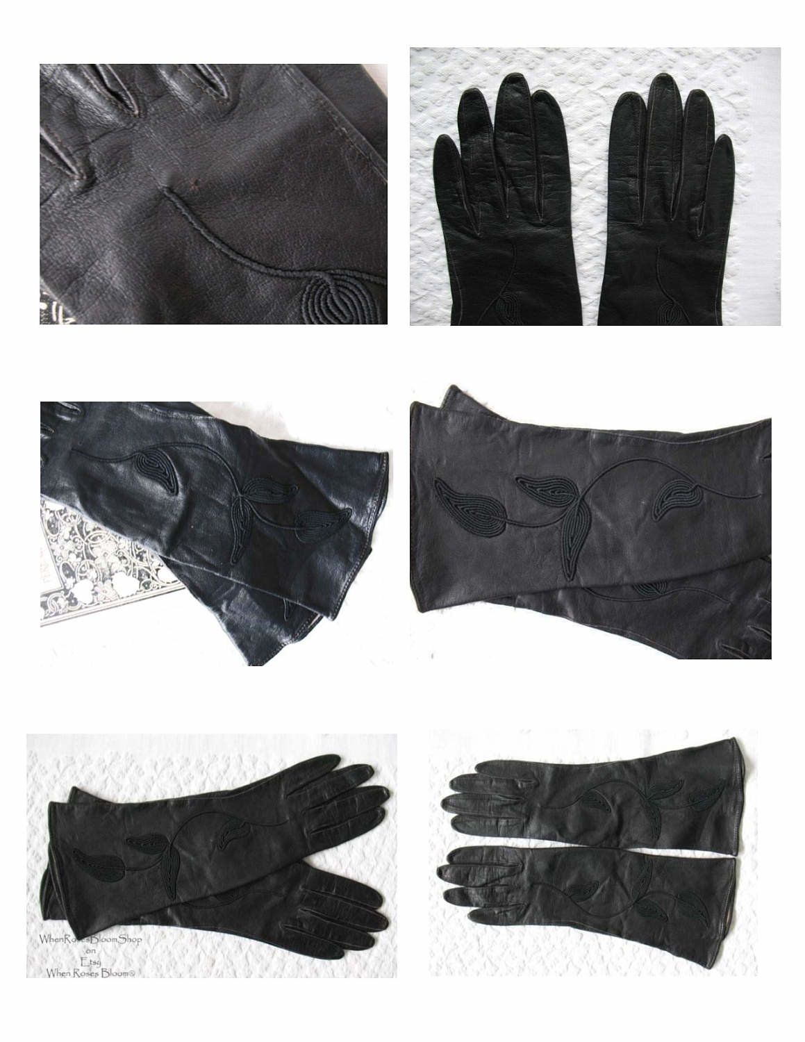Vintage Gloves Black Leather Elegant Matinee Sophisticated Hollywood  Mid Century Style Cosplay NOS New Old  FREE ship US WhenRosesBloom
