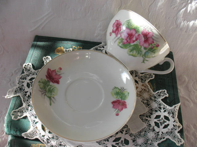 Vintage Tea Cup Pink Floral Occupied Japan Mid Century Afternoon TeaTime Gift Downton Tea Cottage Farmhouse Shabby Chic Style WhenRosesBloom
