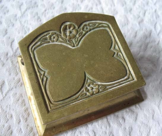 Vintage Stamp Box Decorative Desk Gift Bronze Art Nouveau Art Deco Arts Crafts Butterfly Antique Office Library Decor  WhenRosesBloom
