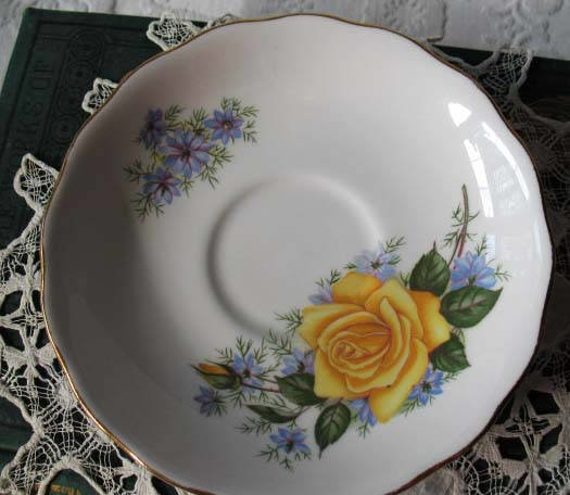 Vintage Tea Cup Yellow Roses English Bone China Retro Classic TeaTime Gift Mid Century Shabby Chic Downton Abbey Style WhenRosesBloom