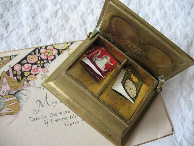 Vintage Stamp Box Decorative Desk Gift Bronze Art Nouveau Art Deco Arts Crafts Butterfly Antique Office Library Decor  WhenRosesBloom