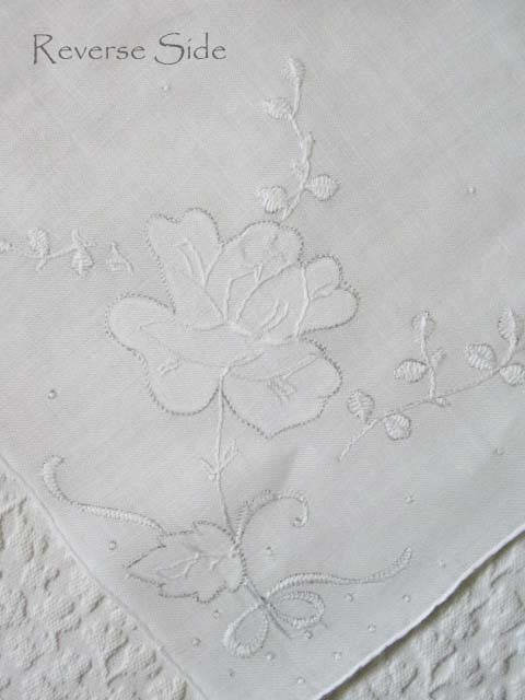 Vintage White Hanky Madeira Rose Wedding Keepsake Remembrance Heirloom Embroidery Classic Gift  Heirloom Linen Free Ship  US  WhenRosesBloom