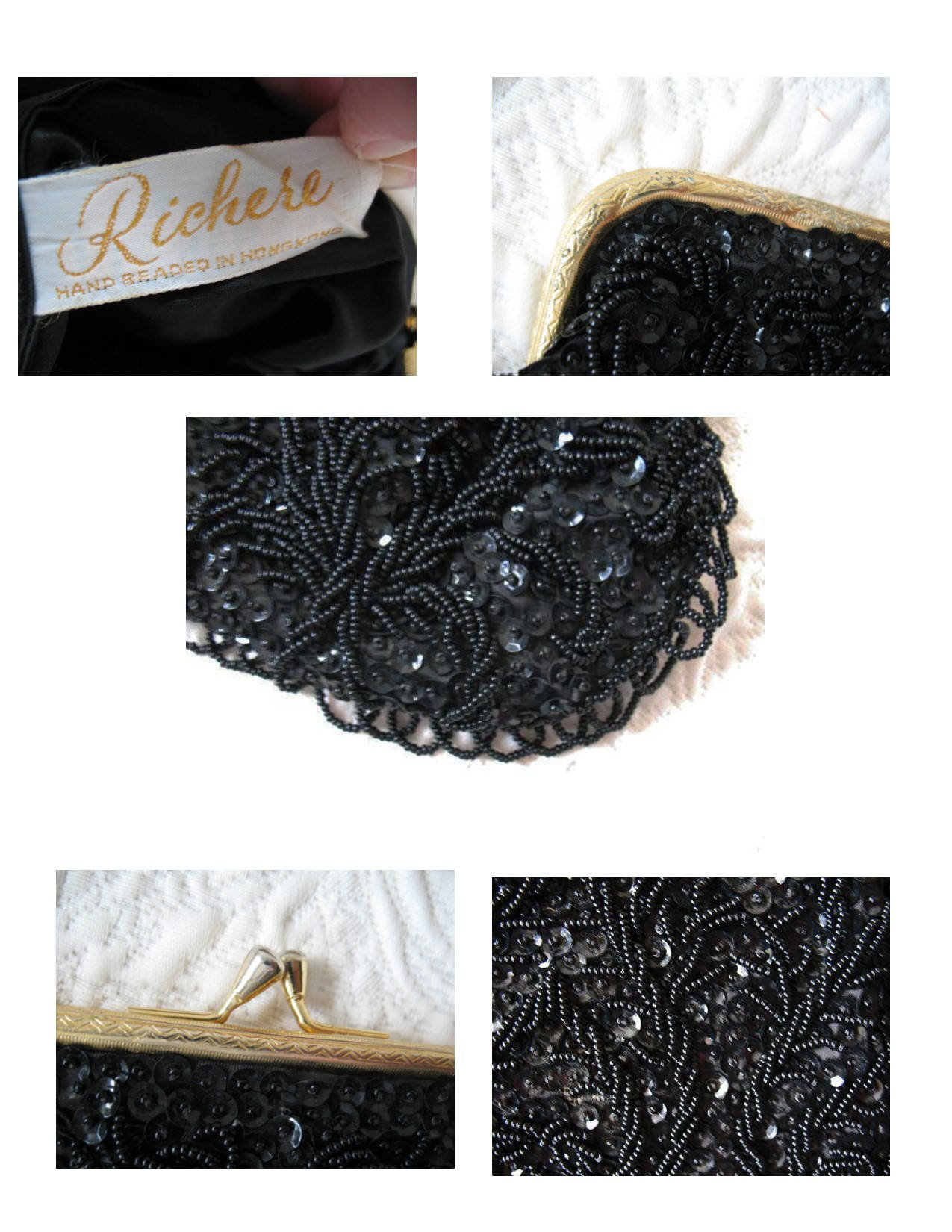Black Beaded Purse Evening Purse Vintage Mid Century Retro Classic  Glamour Dance Cocktail Party Steampunk WhenRosesBloom