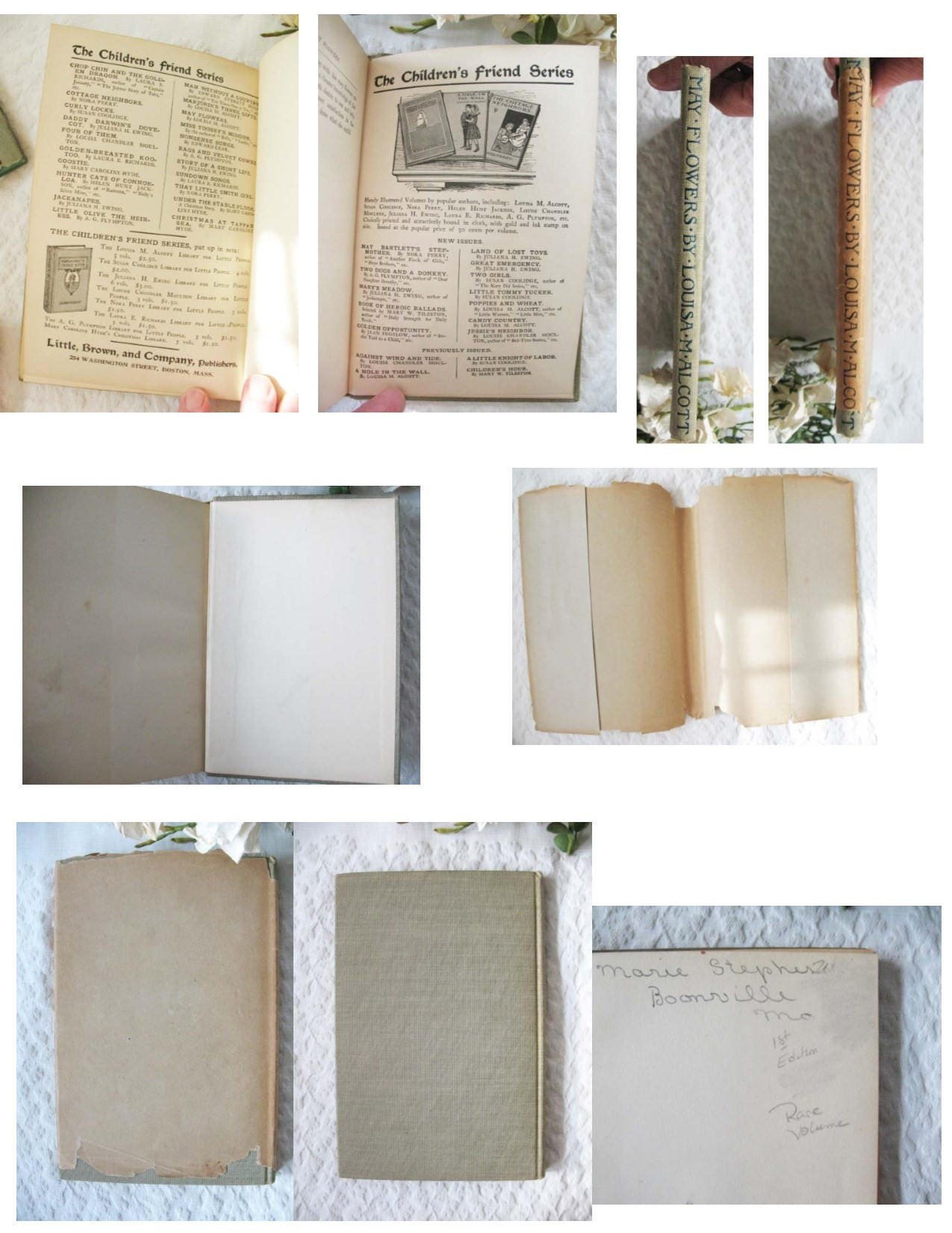 Vintage Antique Book Louisa May Alcott  Rare 1st Edition 1st work May Flowers  Library Decor Gift Juvenile Child Literature WhenRosesBloom