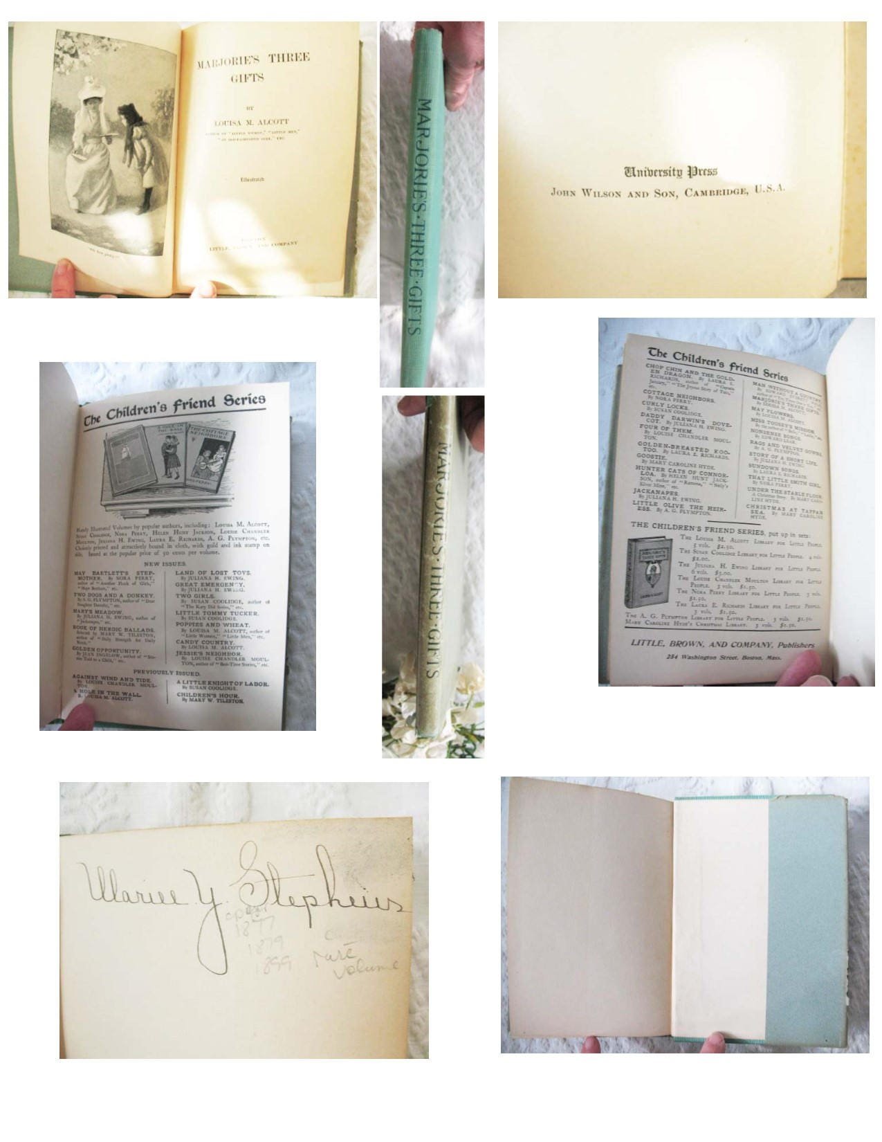 Vintage Antique Book Louisa May Alcott Rare 1st Edition Marjorie's Three Gifts  Library Decor Gift Juvenile Child Literature WhenRosesBloom