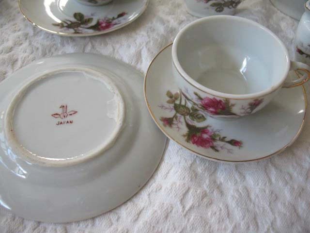 Child Moss Rose Toy Tea set Tea Pot china dishes Japan Vintage Doll Toy Tea Time Mid Century Gift Cottage Shabby Chic WhenRosesBloom