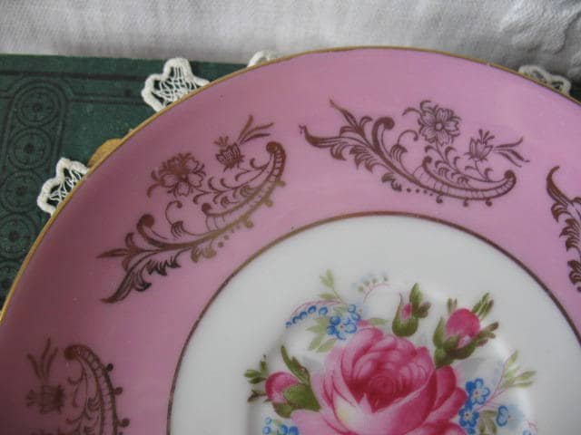 Vintage Tea Cup Pink Rose Footed Royal Halsey Gold Japan Downton TeaTime Gift Cottage Shabby Chic Mid Century Tea Style  WhenRosesBloom