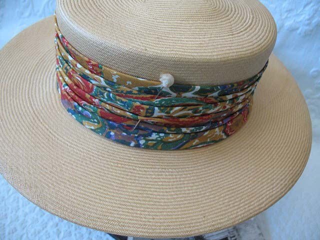Vintage Hat Straw Boater Panama Italian Tailored Elegance Mid Century Suburbia Retro Cosplay Swansons Miss Phyrne Fisher   WhenRosesBloom