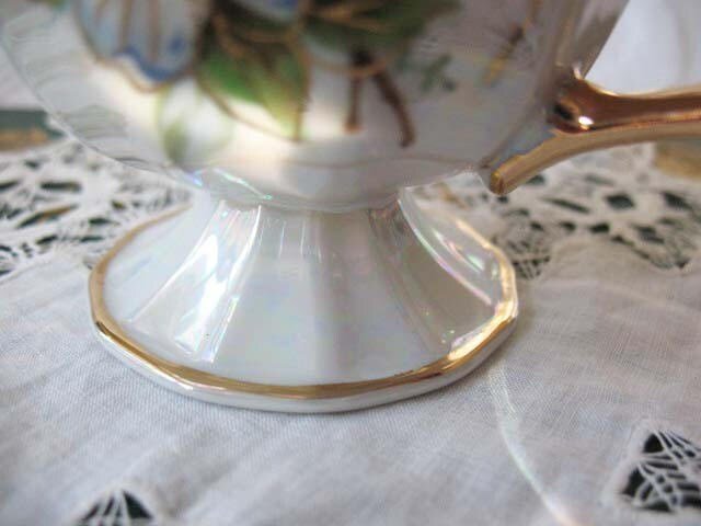Vintage Footed  Tea Cup Pink Pearl Wild Roses MOP Made Japan Downton TeaTime Gift Cottage Shabby Chic Mid Century Tea Style WhenRosesBloom