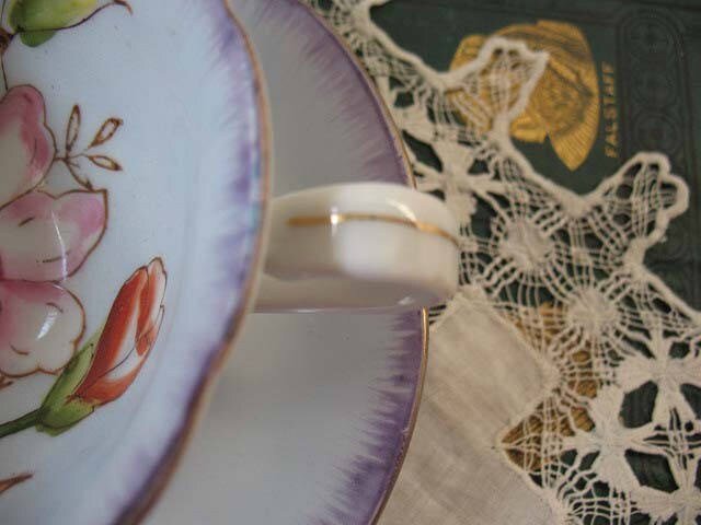 Vintage Tea Cup Blue Floral Footed Japan Downton Tea Cottage Shabby Chic Mid Century Tea Birthday Shower Girlfriend Wife Gift WhenRosesBloom