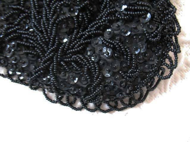 Black Beaded Purse Evening Purse Vintage Mid Century Retro Classic  Glamour Dance Cocktail Party Steampunk WhenRosesBloom