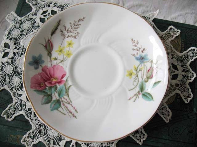 Tea Cup Pink Blue Flower English Bone China Vintage Retro Tea Gift Dainty Mid Century Cottage Farmhouse Shabby Chic WhenRosesBloom