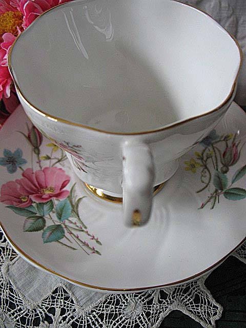 Tea Cup Pink Blue Flower English Bone China Vintage Retro Tea Gift Dainty Mid Century Cottage Farmhouse Shabby Chic WhenRosesBloom