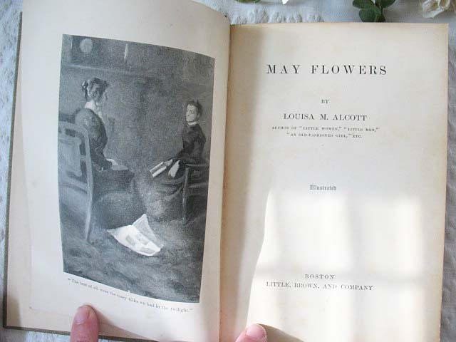 Vintage Antique Book Louisa May Alcott  Rare 1st Edition 1st work May Flowers  Library Decor Gift Juvenile Child Literature WhenRosesBloom
