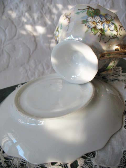 Vintage Footed  Tea Cup Pink Pearl Wild Roses MOP Made Japan Downton TeaTime Gift Cottage Shabby Chic Mid Century Tea Style WhenRosesBloom