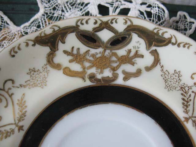 Vintage Tea Cup Footed Black Gold Japan Royal Sealy Downton Elegant Steampunk Cosplay Gentlemens  Tea Birthday Shower Gift WhenRosesBloom