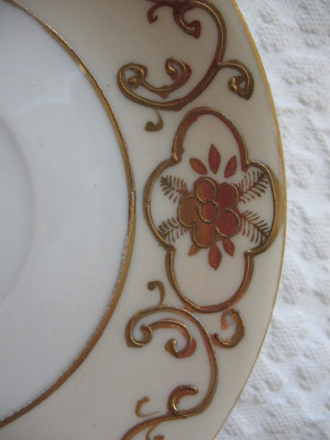 Tea Cup & Saucer Japan Gold Tea For Two Downton Tea Cottage Farmhouse Shabby Chic Mid Century Tea Style Gold Creme floral WhenRosesBloom