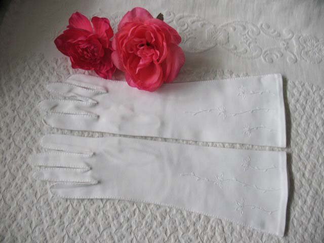 White Gloves Matinee Wedding Tea Retro Vintage Mid Century Bride Bridesmaid Downton Austen Titanic Cosplay Free Ship  US When Roses Bloom