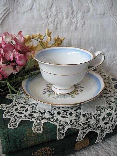 Teacup Royal Albert Floral Blue English Bone China Vintage Shabby Chic Tea Cup  Birthday Shower Tea Party Gift WhenRosesBloom