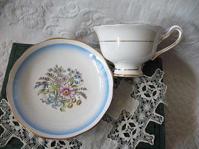 Teacup Royal Albert Floral Blue English Bone China Vintage Shabby Chic Tea Cup  Birthday Shower Tea Party Gift WhenRosesBloom