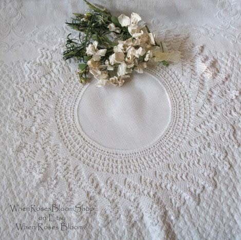 Crochet Round Doily Wedding Tea Party Vintage Linen ShabbyDecor Style Victoria  Cottage Farmhouse Style WhenRosesBloom