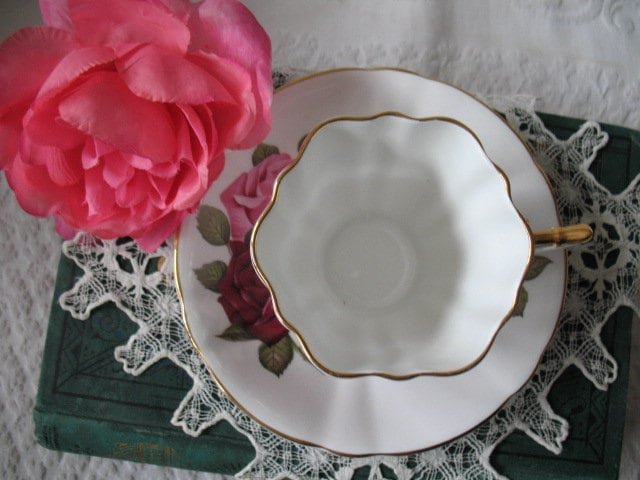 Vintage Tea Cup Rose Floral English Bone China TeaTime Gift Dainty Elegant Shabby Chic Retro Mid Century Classic British WhenRosesBloom