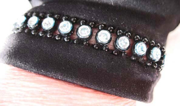 Vintage Black Gloves Sz 6+ Rhinestone Elegant Hollywood Glamour Dance Wedding Evening Cocktail Steampunk  NOS Free Ship US  WhenRosesBloom