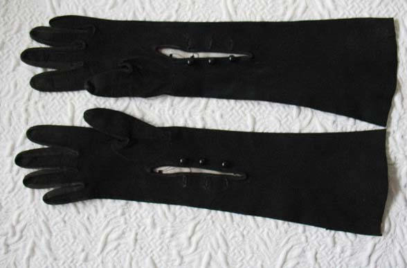 Vintage Gloves Black French Leather Matinee Elegant Mid Century Style Lady Mary Steampunk Goth Cosplay  Free Ship USA   WhenRosesBloom