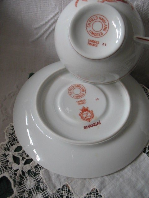 Vintage Teacup Orange Floral Limoges Haviland Shangai Shabby Chic Gentleman Man Tea Birthday Shower Girlfriend Wife Gift WhenRosesBloom