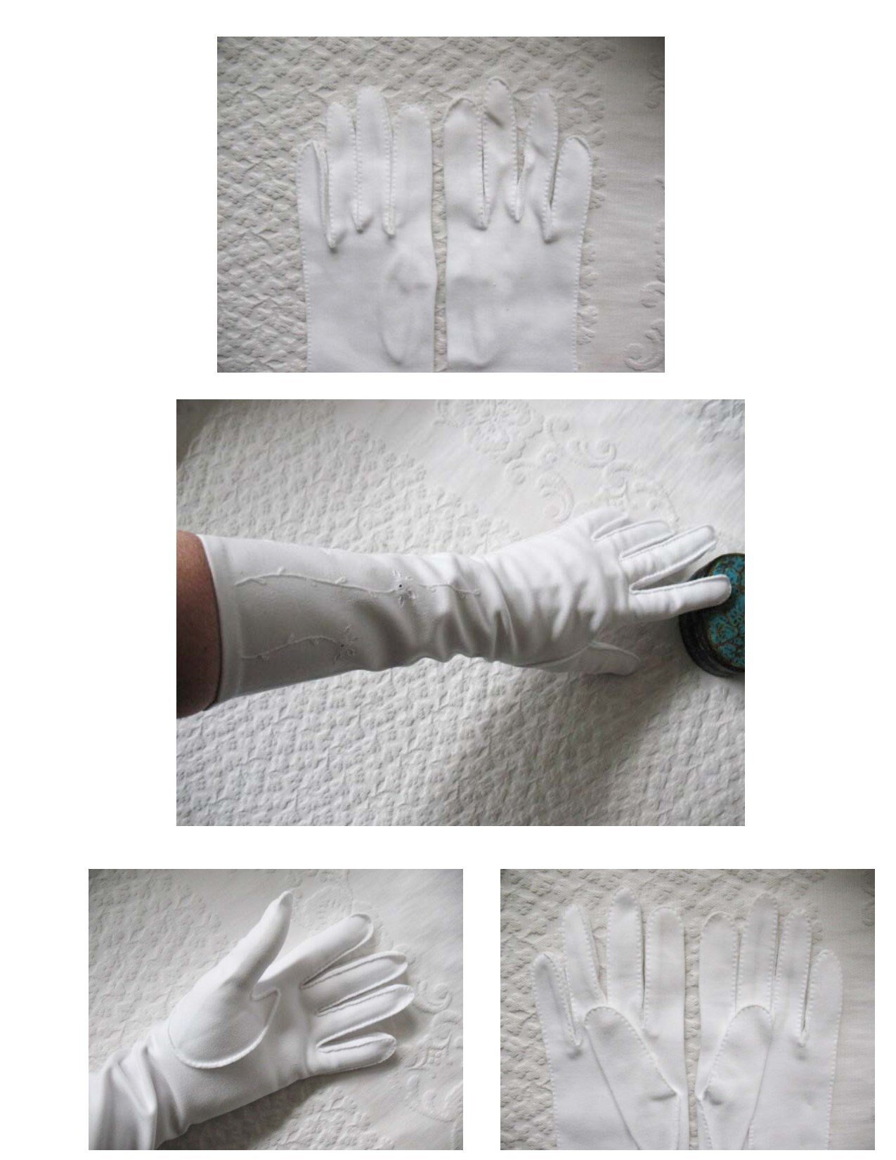 White Gloves Matinee Wedding Tea Retro Vintage Mid Century Bride Bridesmaid Downton Austen Titanic Cosplay Free Ship  US When Roses Bloom