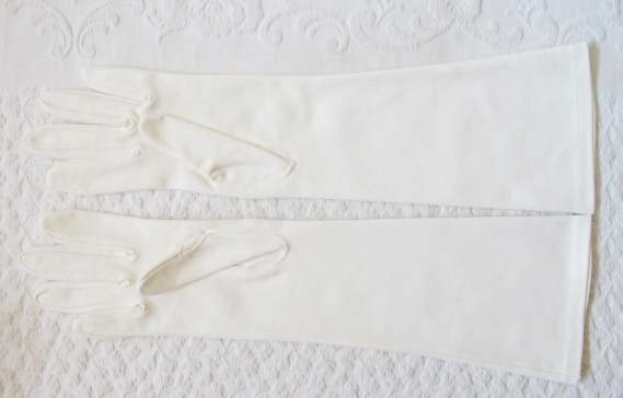 Vintage White Gloves Matinee Vegan Leather Wedding Classic Retro Mid Century Bride Downton Austen Cosplay Free Ship  US When Roses Bloom