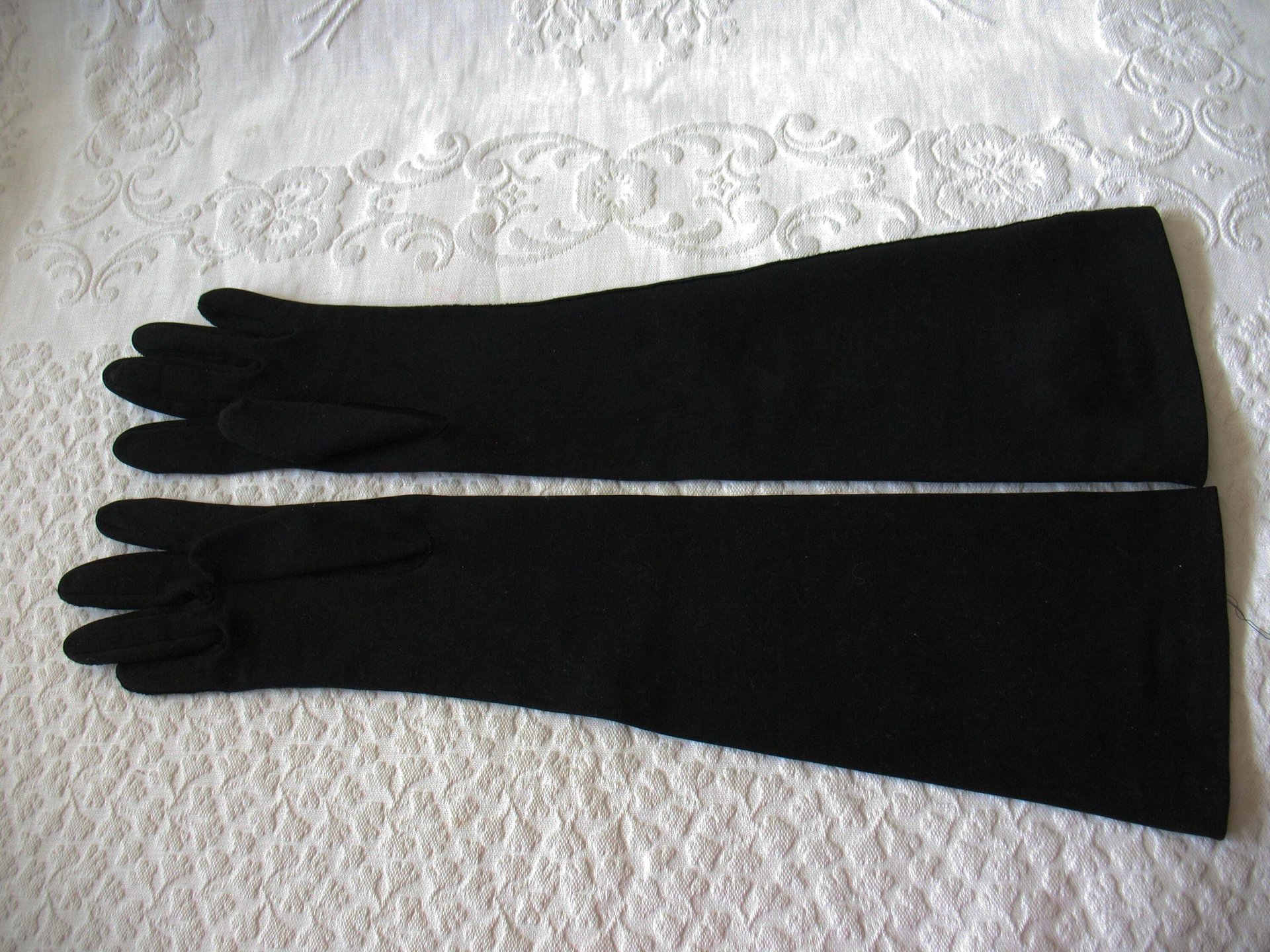 Vintage Black Gloves Size 6 Opera Debutante Downton Lady Mary Steampunk Cosplay Titanic Miss Fisher Vegan Free Ship USA   WhenRosesBloom