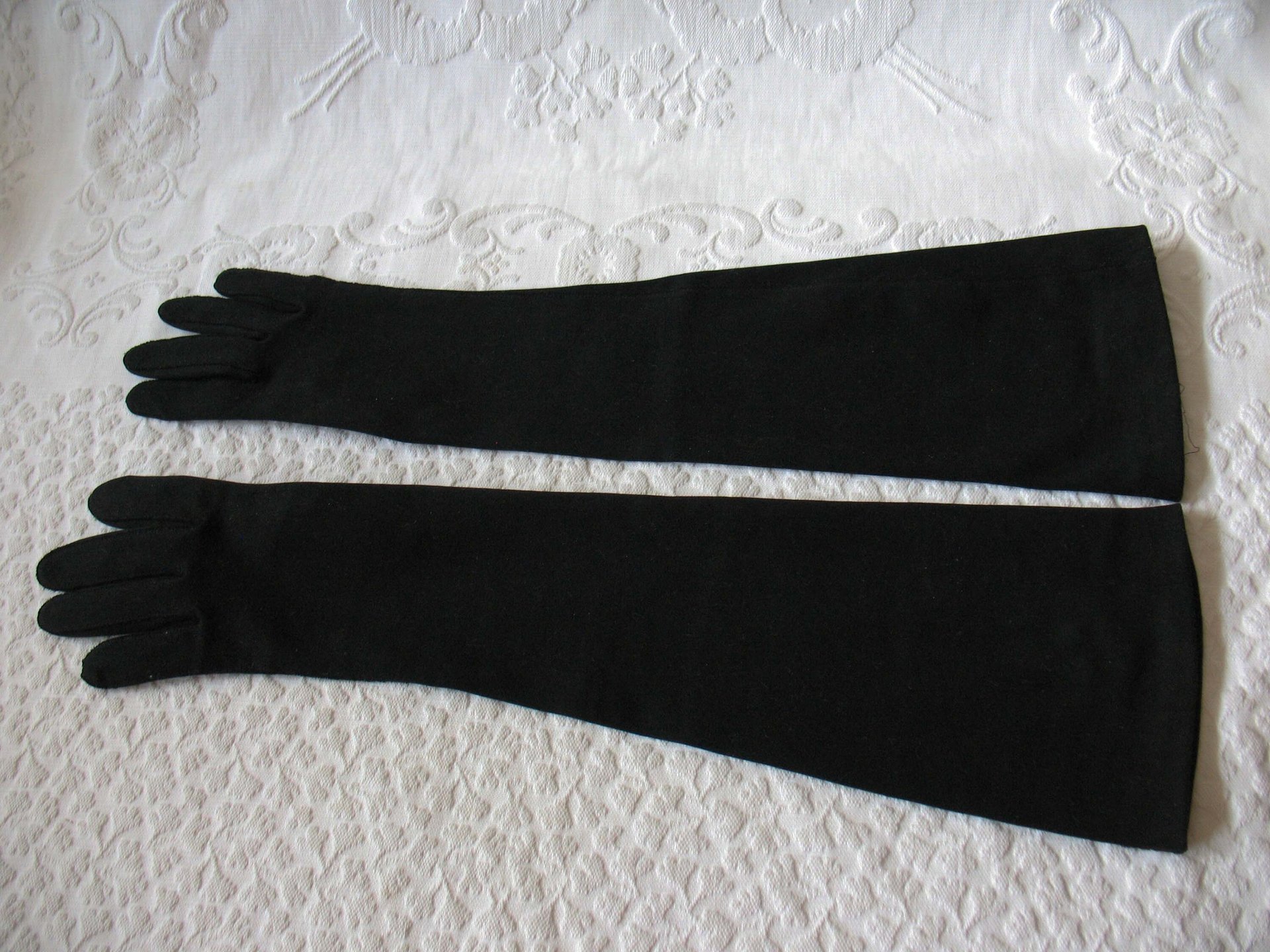 Vintage Black Gloves Size 6 Opera Debutante Downton Lady Mary Steampunk Cosplay Titanic Miss Fisher Vegan Free Ship USA   WhenRosesBloom