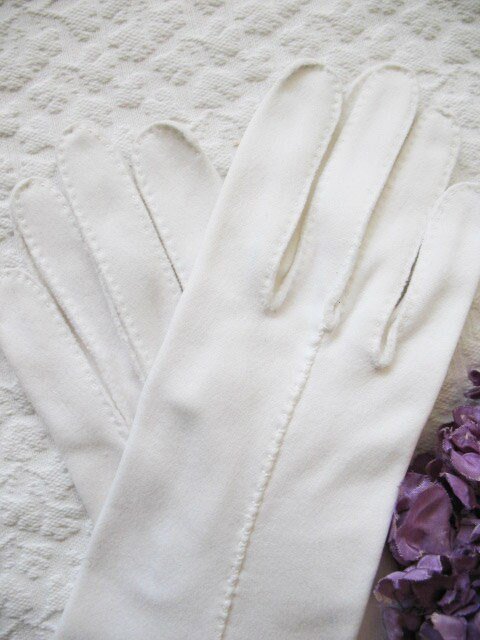 White Gloves Vintage Retro Mid Century Wedding Bride Bridesmaid Classic Matinee Downton Austen Cosplay NOS Free ship US WhenRosesBloom
