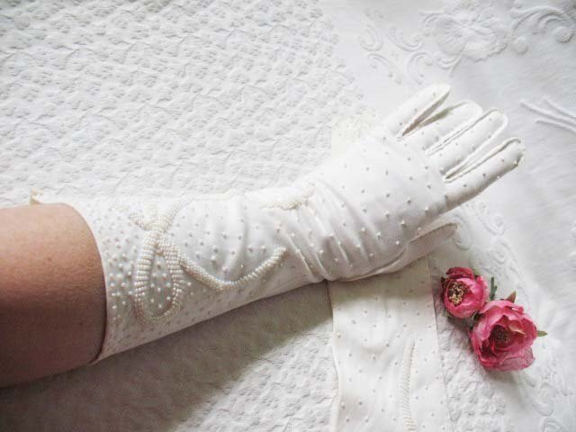 White Gloves Vintage Wedding Tea Retro Mid Century Matinee Bride Bridesmaid Downton J Austen Titanic  Cosplay Free Ship  US When Roses Bloom
