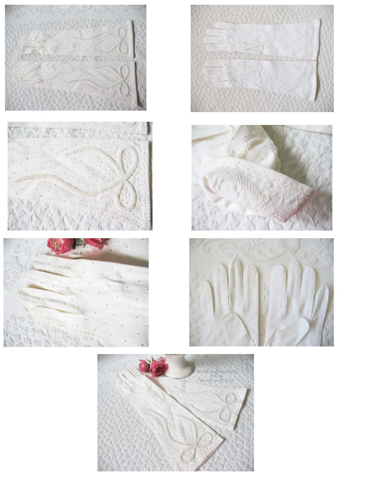 White Gloves Vintage Wedding Tea Retro Mid Century Matinee Bride Bridesmaid Downton J Austen Titanic  Cosplay Free Ship  US When Roses Bloom