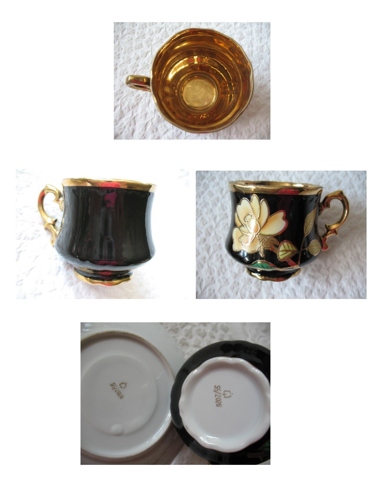 Vintage Tea Cup Black Yellow Rose Footed Japan Tea Gift Steampunk Cosplay Gentleman Tea  Victoria Downton Cottage Shabby Chic WhenRosesBloom