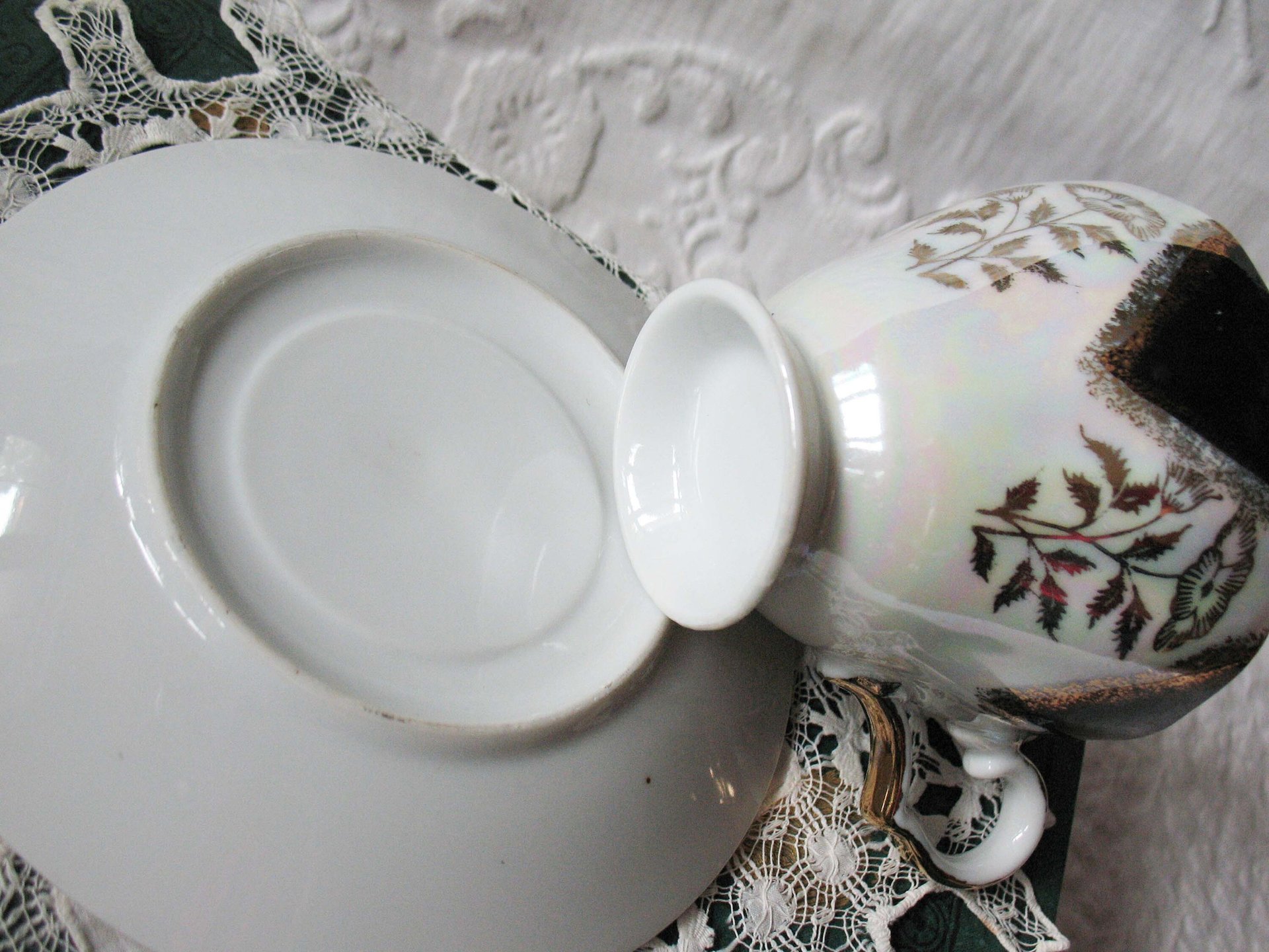 Vintage Tea Cup Footed Black Gold Japan Downton Elegant Steampunk Gentlemen's Tea Retro Man's Woman's Birthday Shower Gift WhenRosesBloom