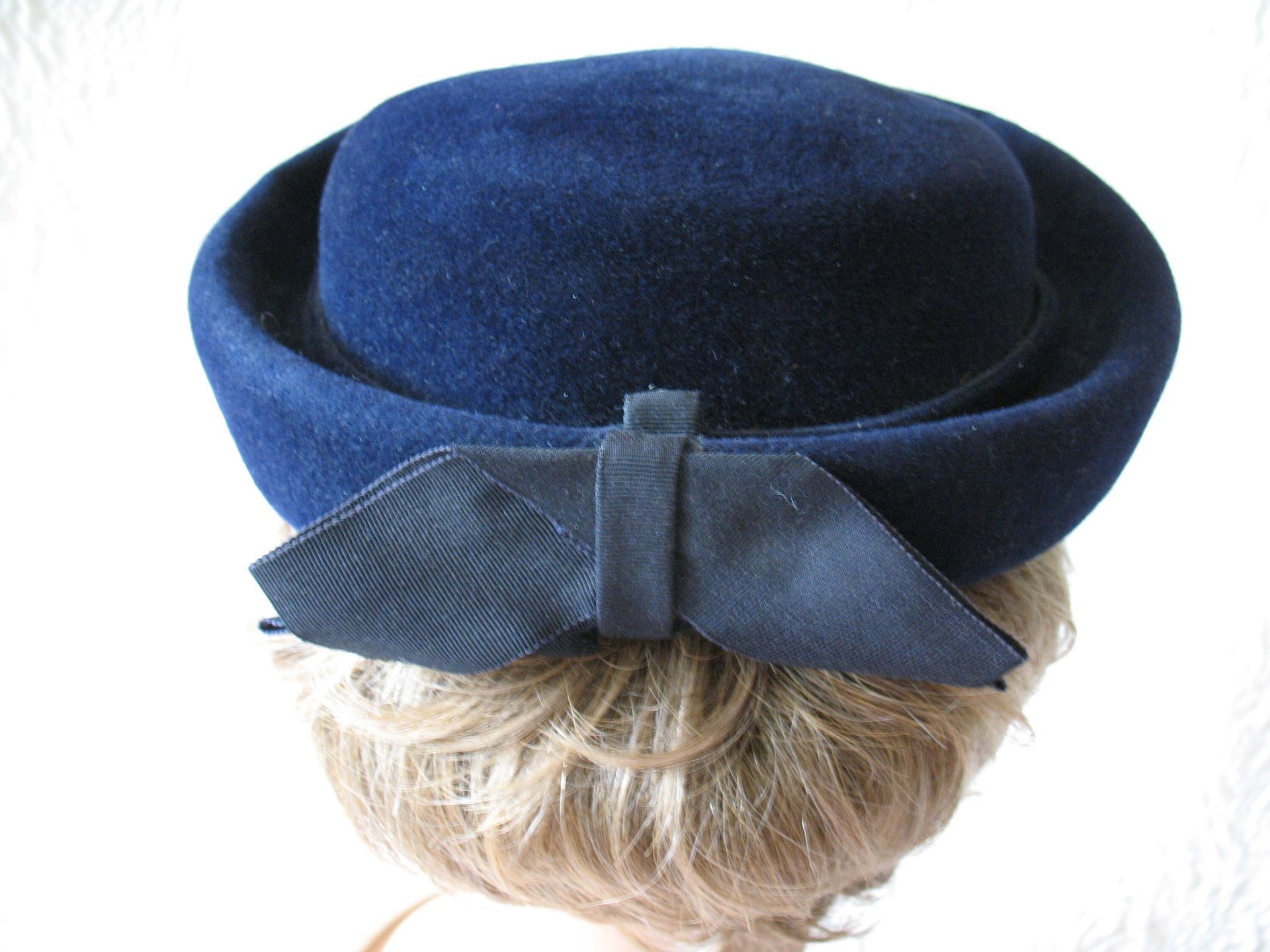 Vintage Hat Blue Wool Toque Sailor Bubble Classic Elegant 1950-60s Cosplay Mid Century Mod French schoolgirl Audrey Hepburn  WhenRosesBloom