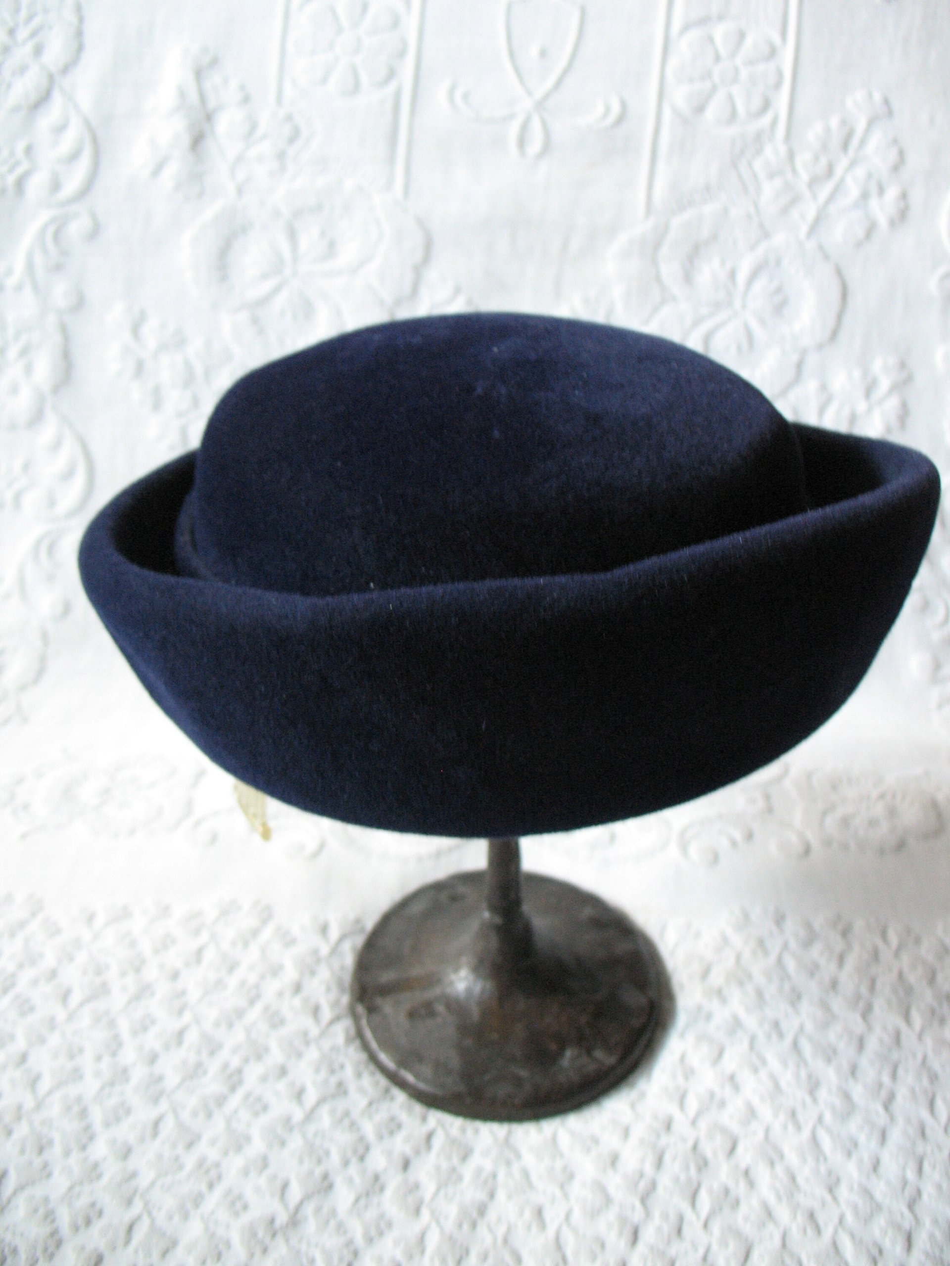 Vintage Hat Blue Wool Toque Sailor Bubble Classic Elegant 1950-60s Cosplay Mid Century Mod French schoolgirl Audrey Hepburn  WhenRosesBloom