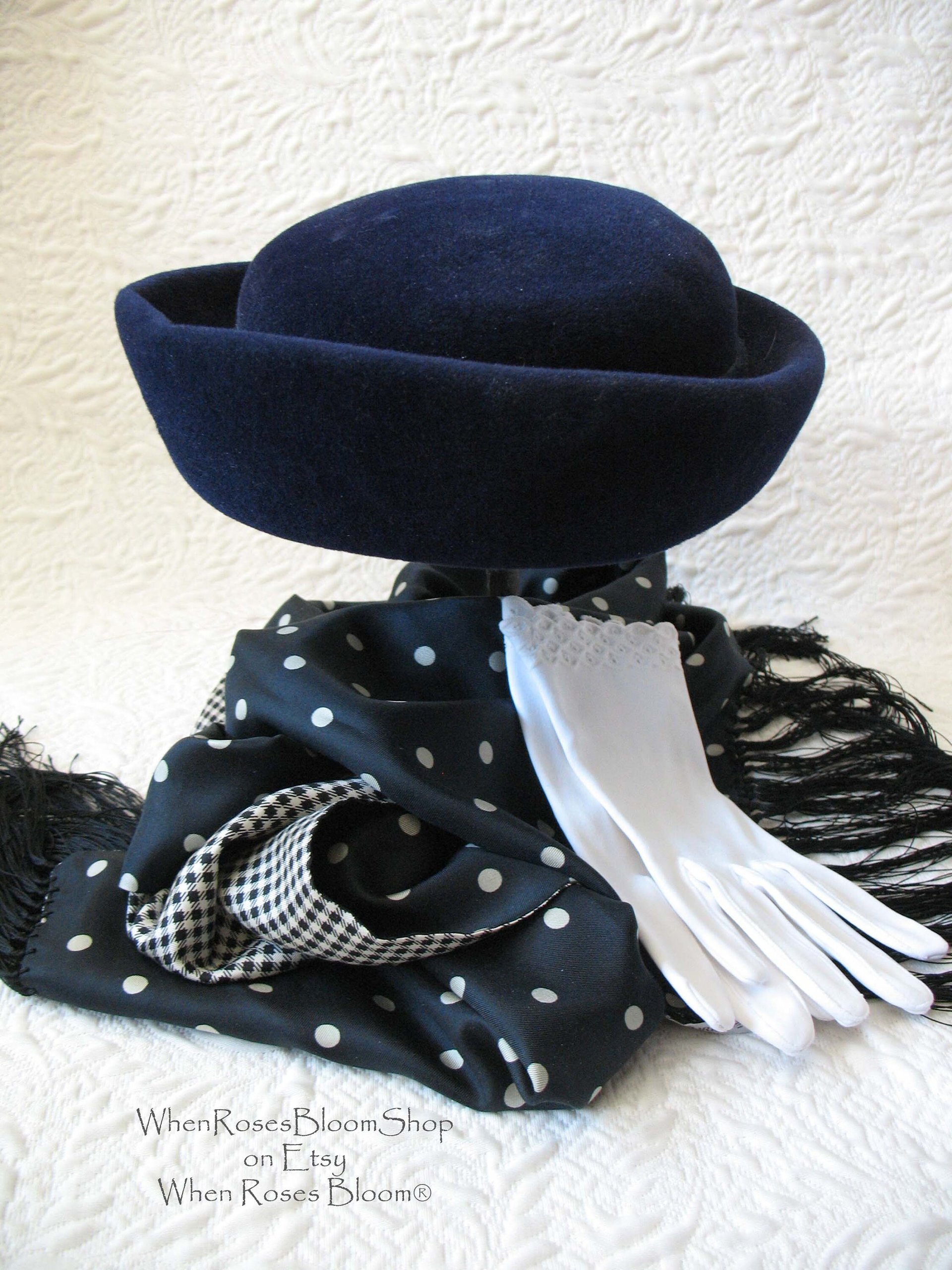 Vintage Hat Blue Wool Toque Sailor Bubble Classic Elegant 1950-60s Cosplay Mid Century Mod French schoolgirl Audrey Hepburn  WhenRosesBloom