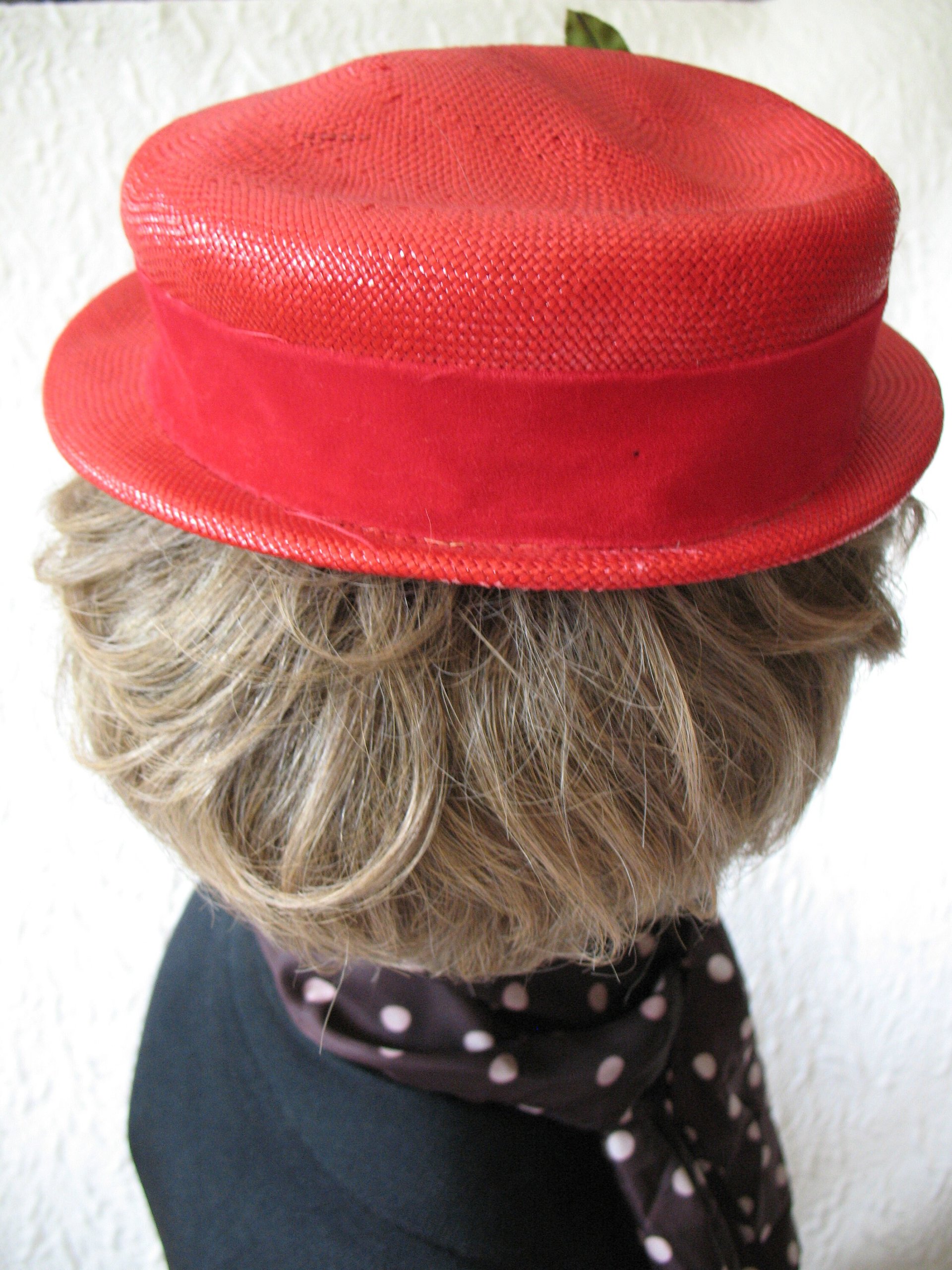 Vintage Hat Red Straw Rose Quaint Style Classic Topper Sailor Tailored Elegant Tea Cosplay Hat Downton Abbey Style  WhenRosesBloom