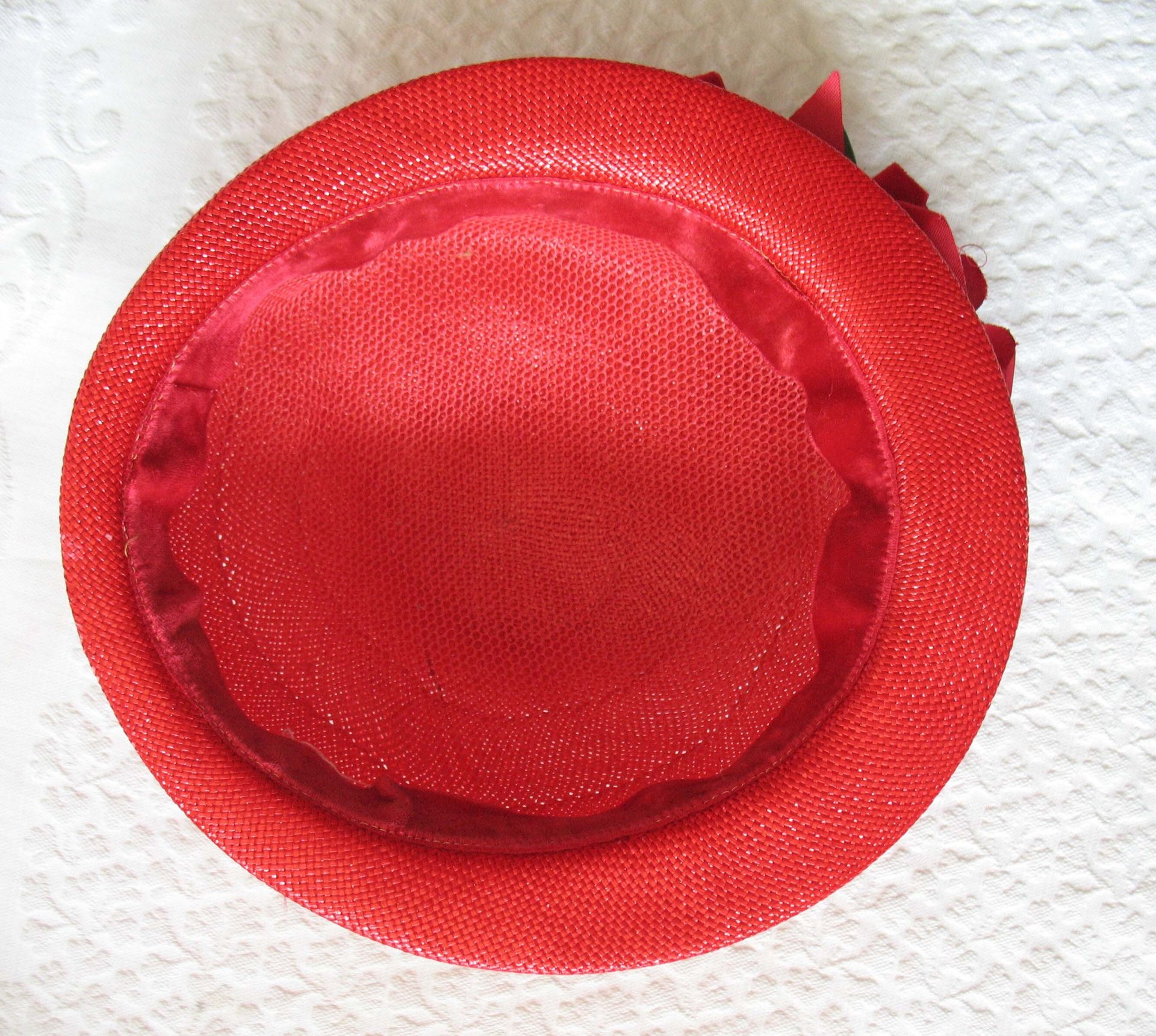 Vintage Hat Red Straw Rose Quaint Style Classic Topper Sailor Tailored Elegant Tea Cosplay Hat Downton Abbey Style  WhenRosesBloom