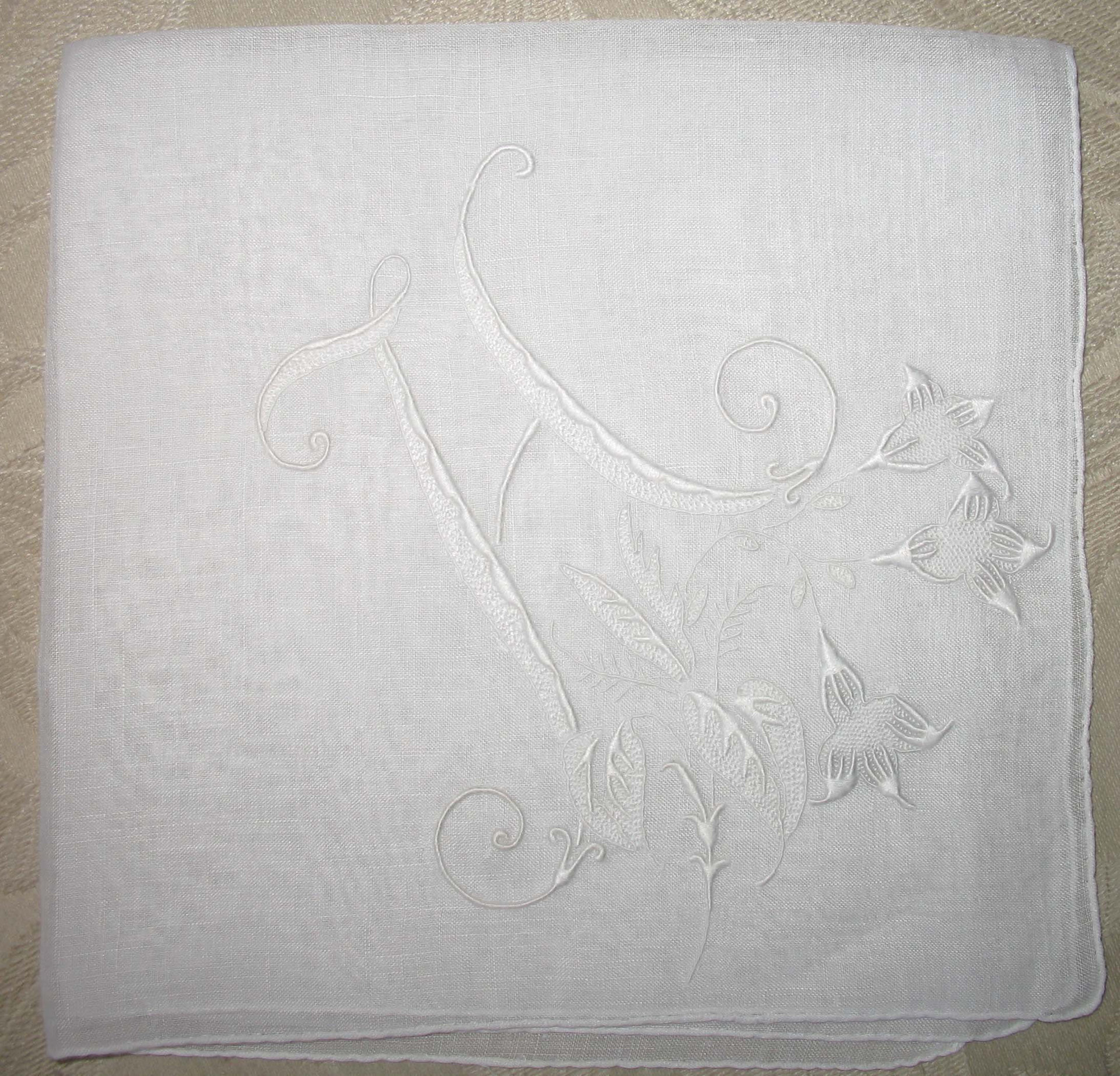 Vintage Madeira Hanky H Initial Monogram Wedding Keepsake Gift Handkerchief Remembrance Romantic Heirloom  Free Ship US WhenRosesBloom