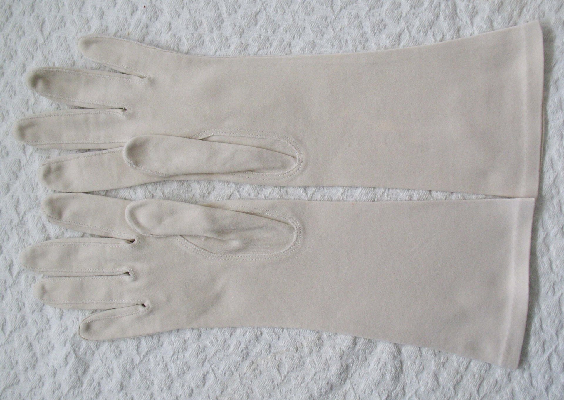 Gloves Vanilla Beige Off White Vintage Matinee Mid Century Style Wedding Tea Downton Miss Fisher Cosplay FREE Ship USA WhenRosesBloom