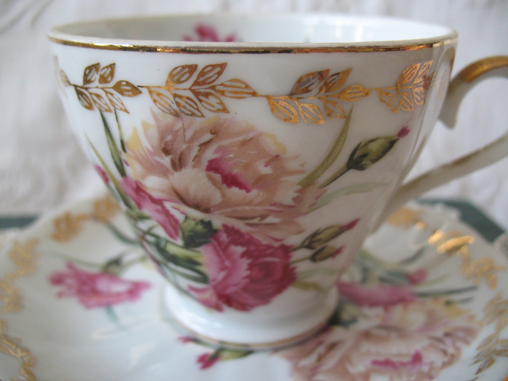 Vintage Tea Cup January Pink Carnations Japan Retro TeaTime Dainty Tea Time Gift Birthday Floral Tea Mid Century Shabby Chic  WhenRosesBloom