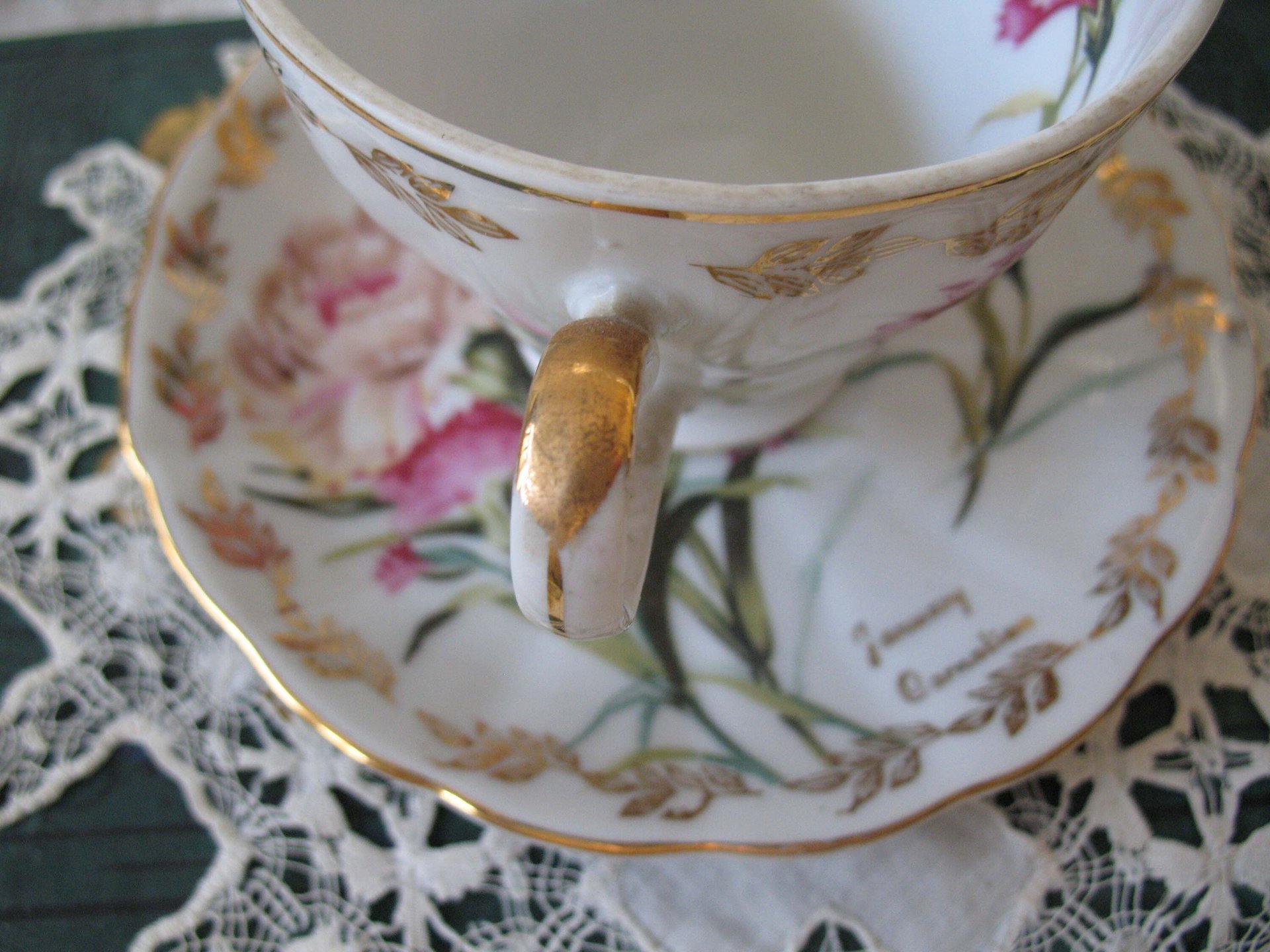 Vintage Tea Cup January Pink Carnations Japan Retro TeaTime Dainty Tea Time Gift Birthday Floral Tea Mid Century Shabby Chic  WhenRosesBloom